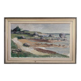 1962 Mid-Century Modern "Rockpools" Swedish Landscape Oil Painting, Framed