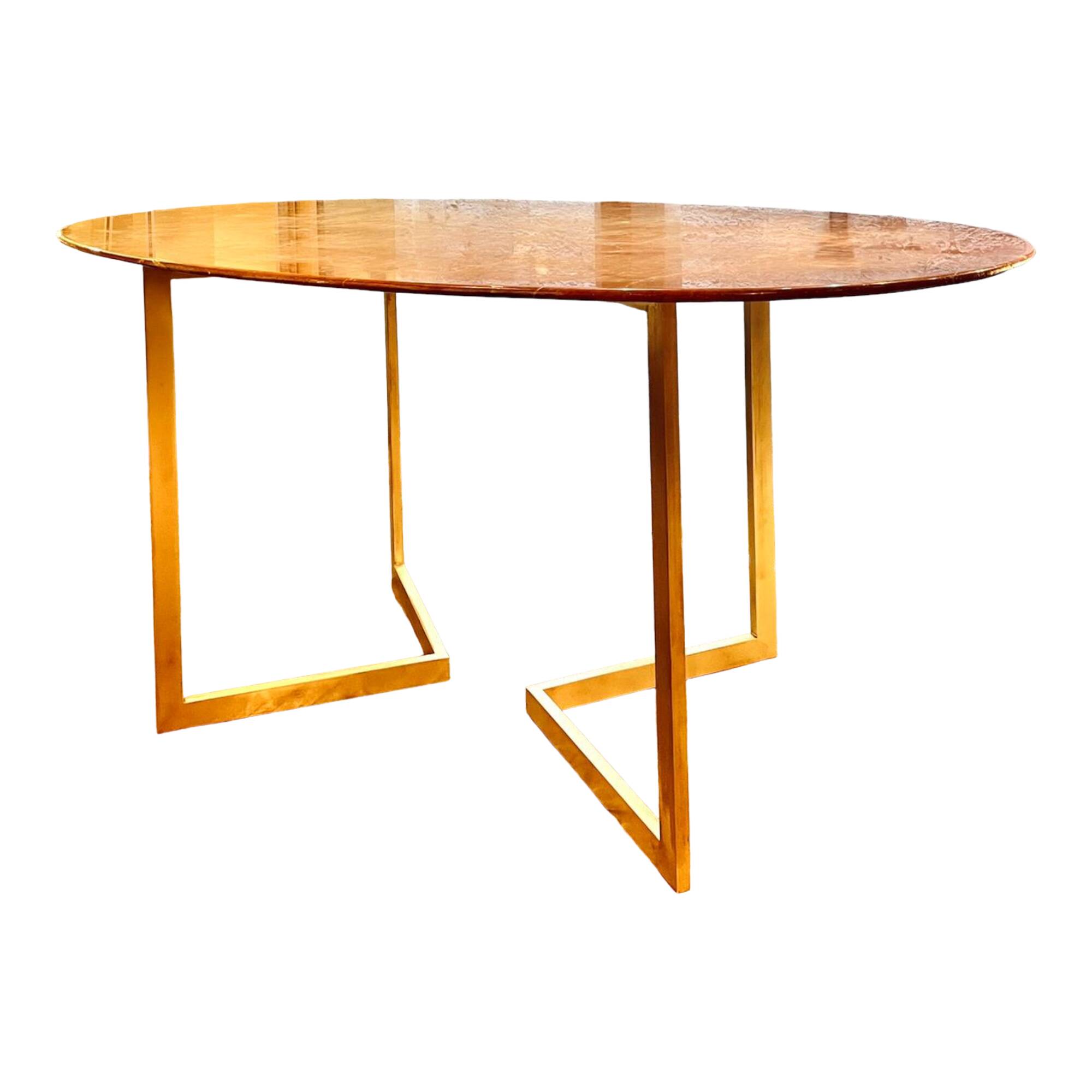 Table ovale en marbre rouge Alicante années 70