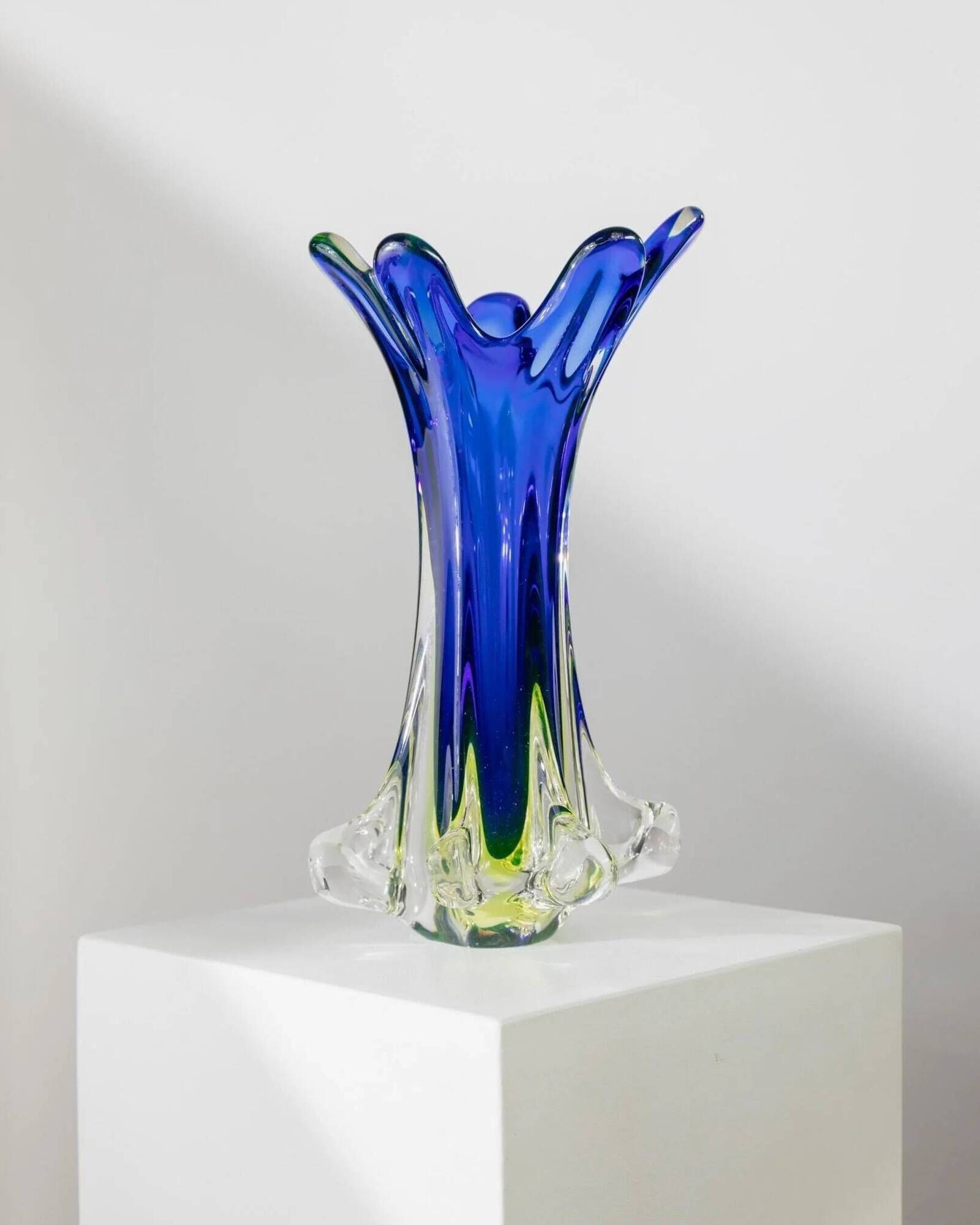 XXL Vase Fratelli Toso - blue Murano glass, Italy, 1970s