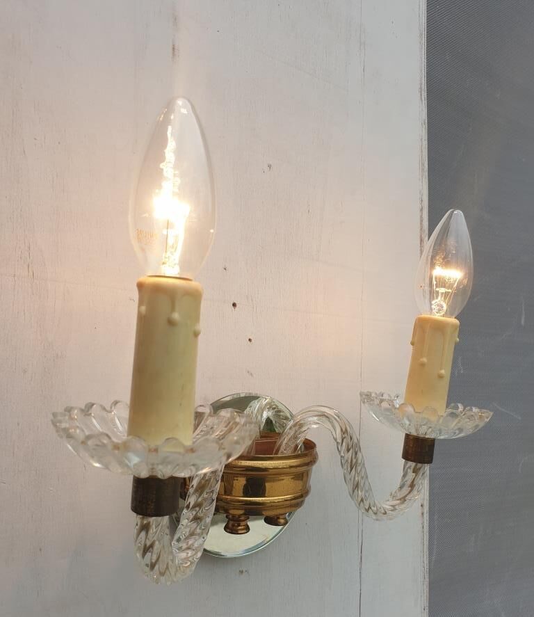Applique 2 bras verre Murano vintage 1950