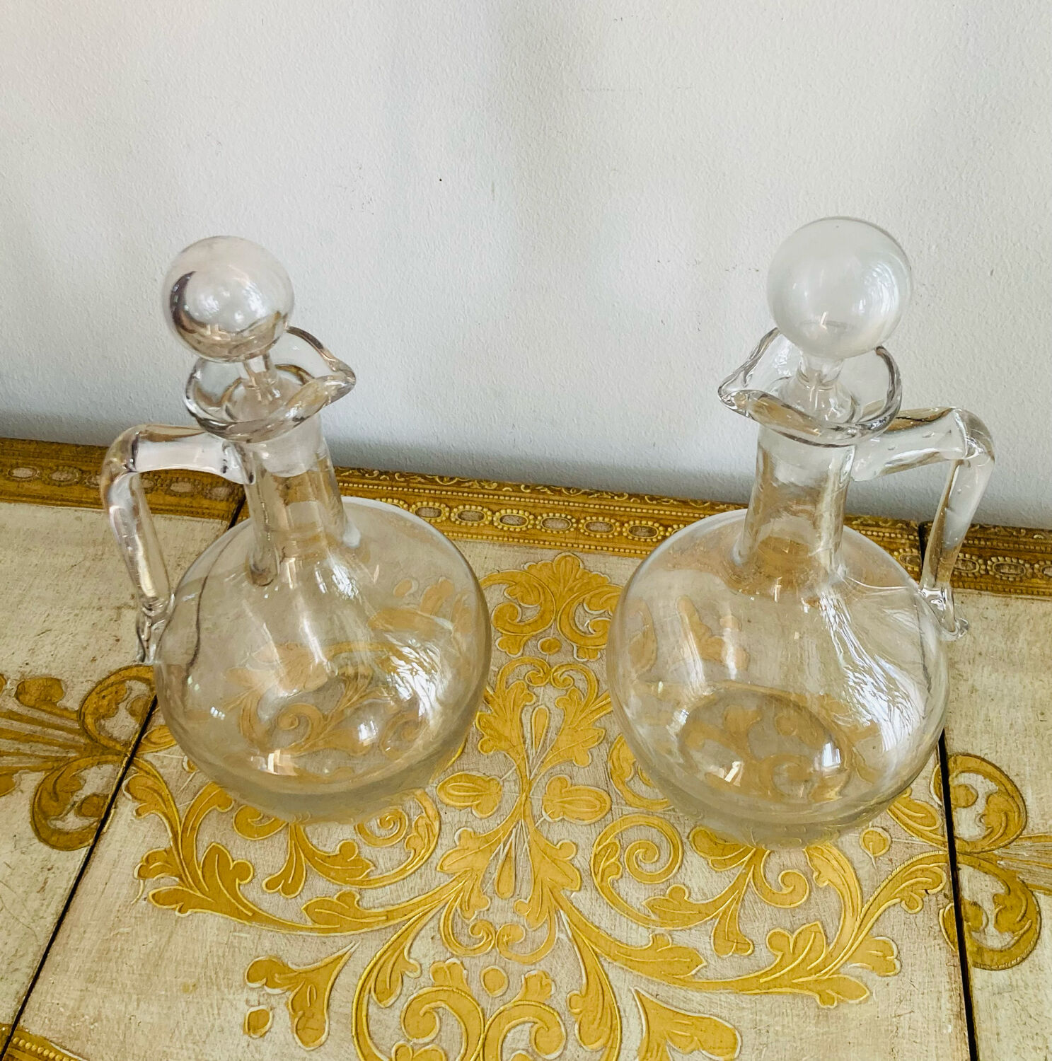 Pichets où carafons à vins en verres époque XIXe