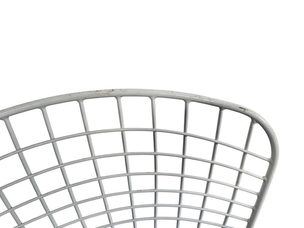 Vintage white wire chair in Bertoia style
