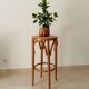 Vintage curved wooden high stool and tanned seat