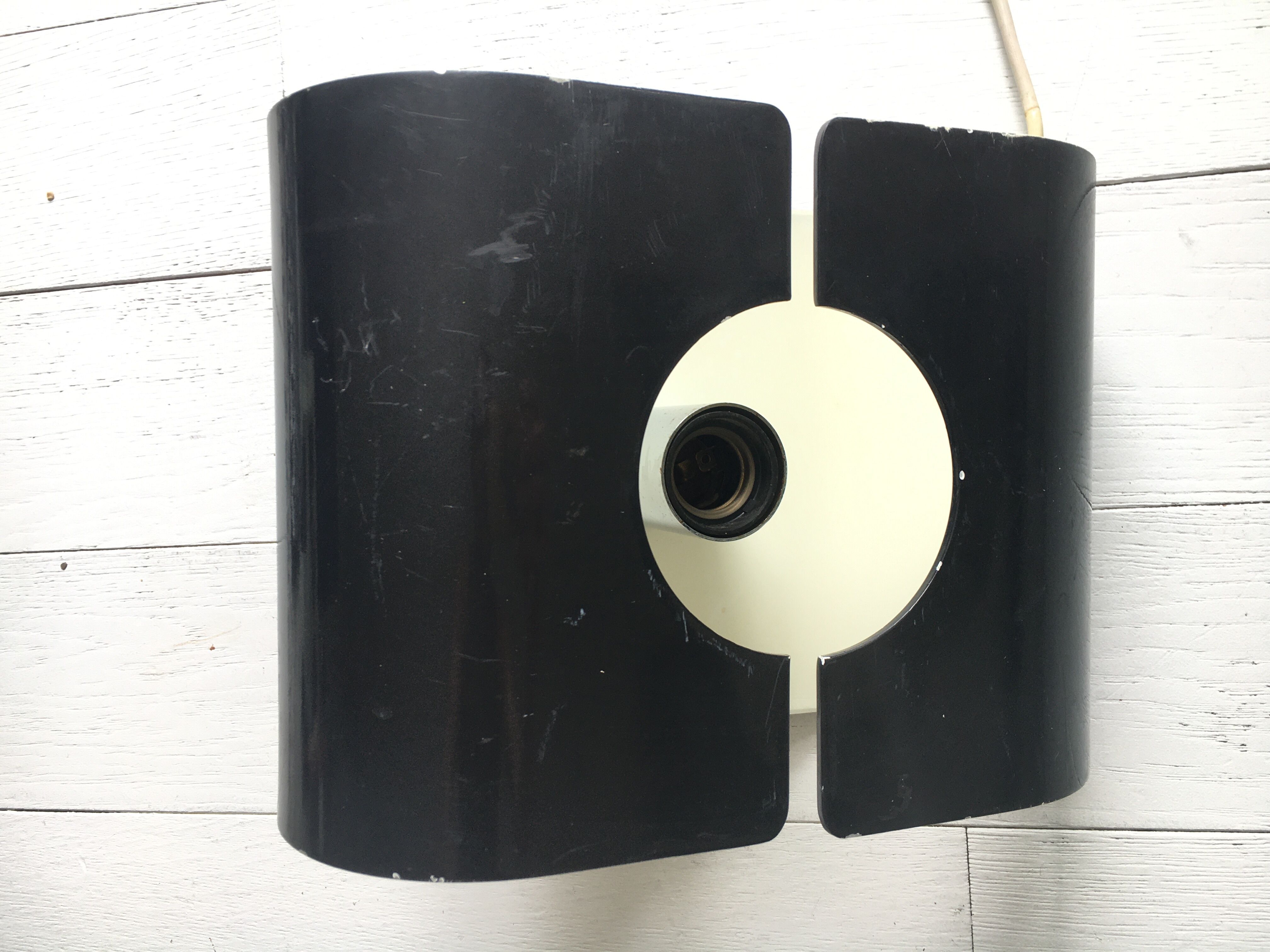 Applique en métal laqué noir, Stilux, 1970