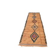 Vintage beige apricot Berber hallway rug with colourful patterns – 280 × 110 cm