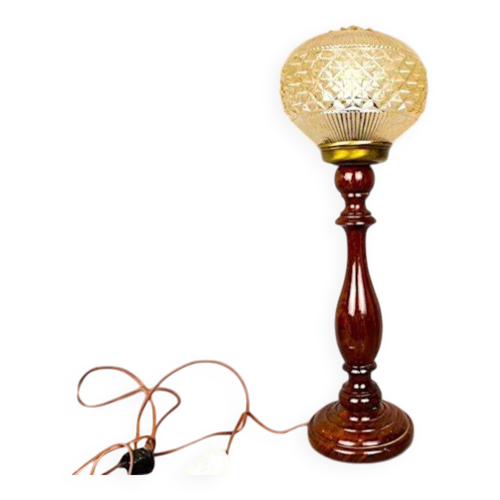 Portuguese tall wooden table lamp
