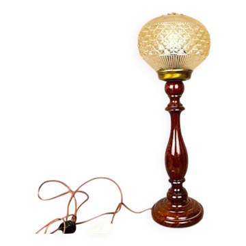 Lampe de table portugaise haute en bois