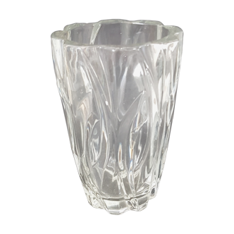 Vase verre blanc moulé vintage