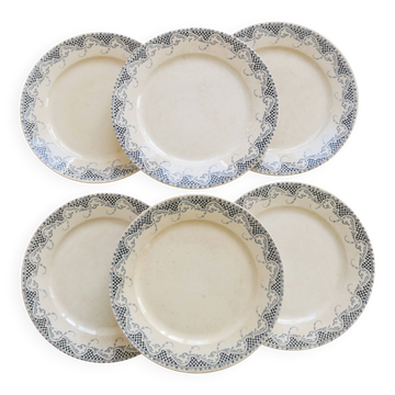6 flat plates made of ironstone Sarreguemines U&C model Luchon