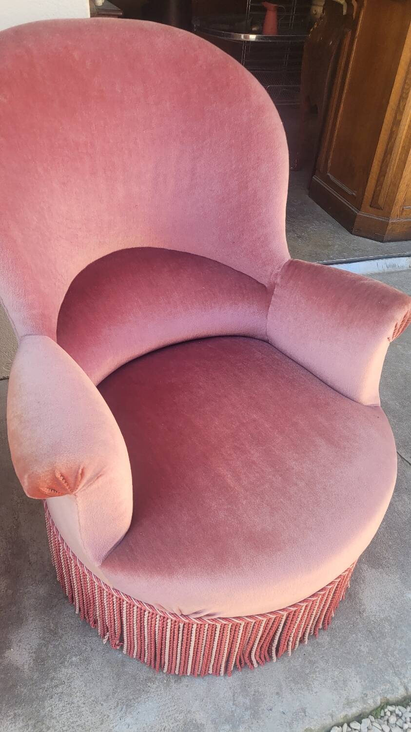 Série de 4 Fauteuils crapauds en velours ancien 1930s