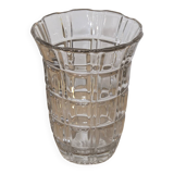 Grand vase Art Déco en cristal blanc ciselé
