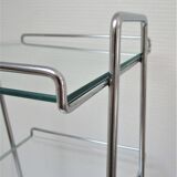 Étagère sellette verre métal chromé porte-revues années 70
