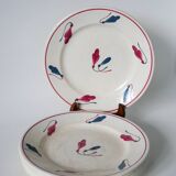 Set of 6 flat plates Givors model Perce-Neige 1950