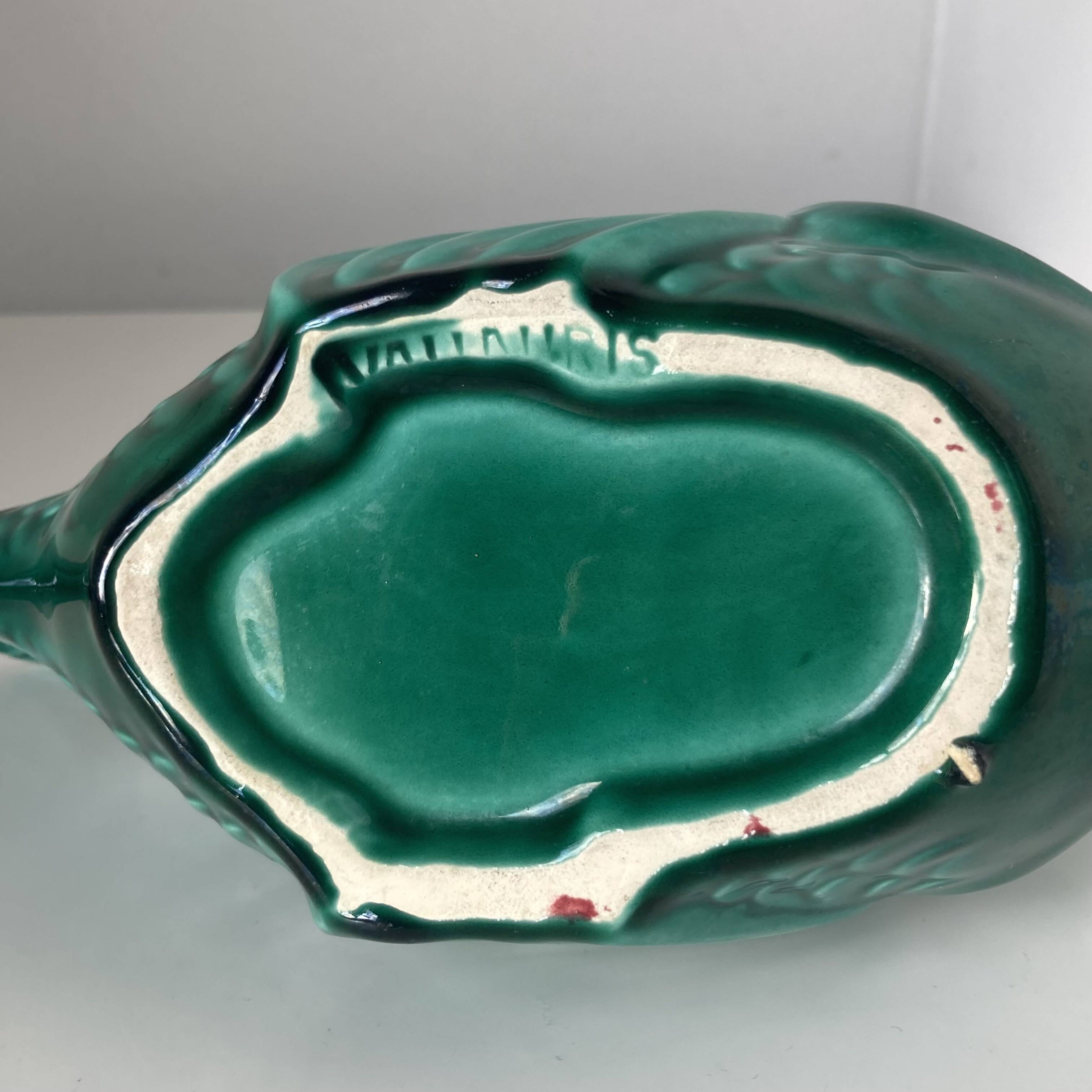 Vide-poche poisson en faïence verte Vallauris