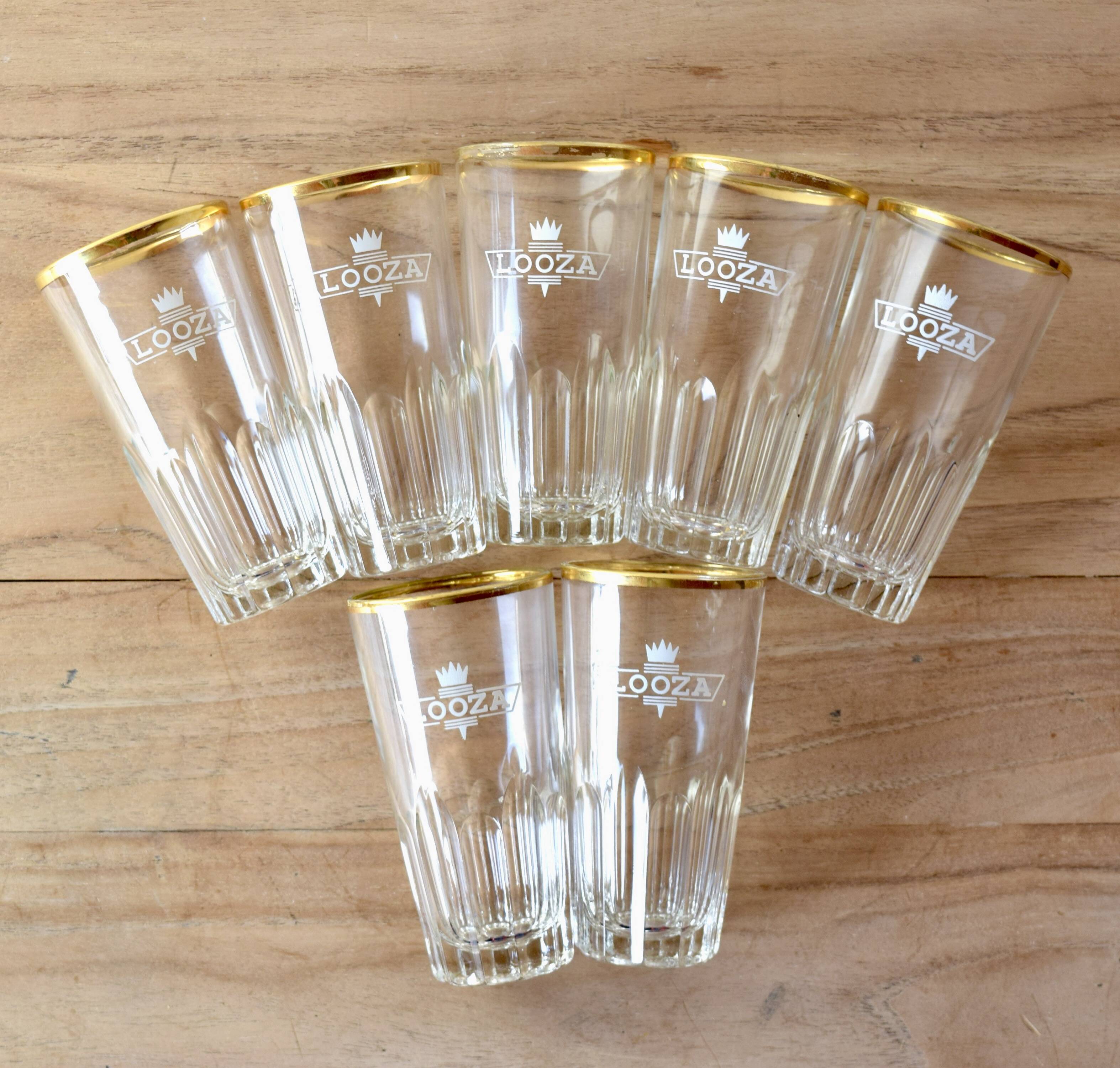 Looza - advertising item - set of 7 vintage fruit juice glasses