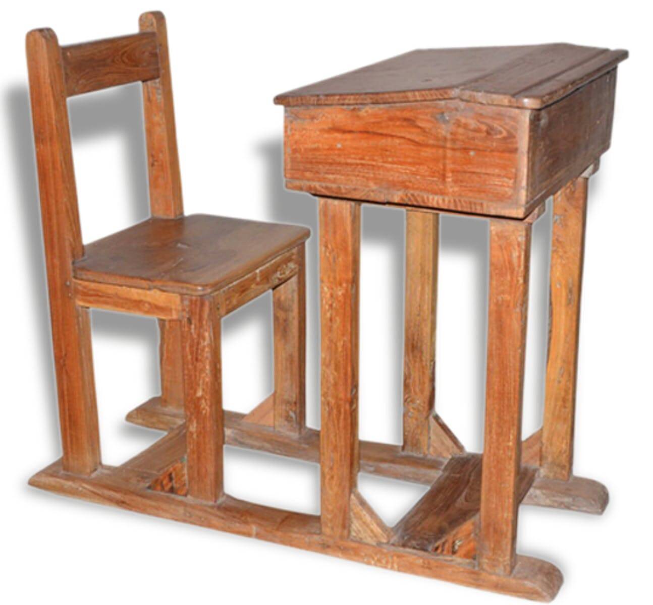 Antique school desk in Burmese teak