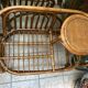 Vintage Scandinavian rattan bench tablet 1960s