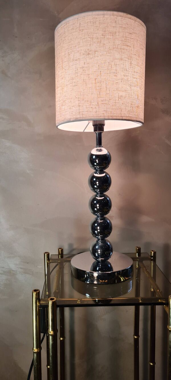 lampe boules chrome, style 70s barbier, philipe 39x18