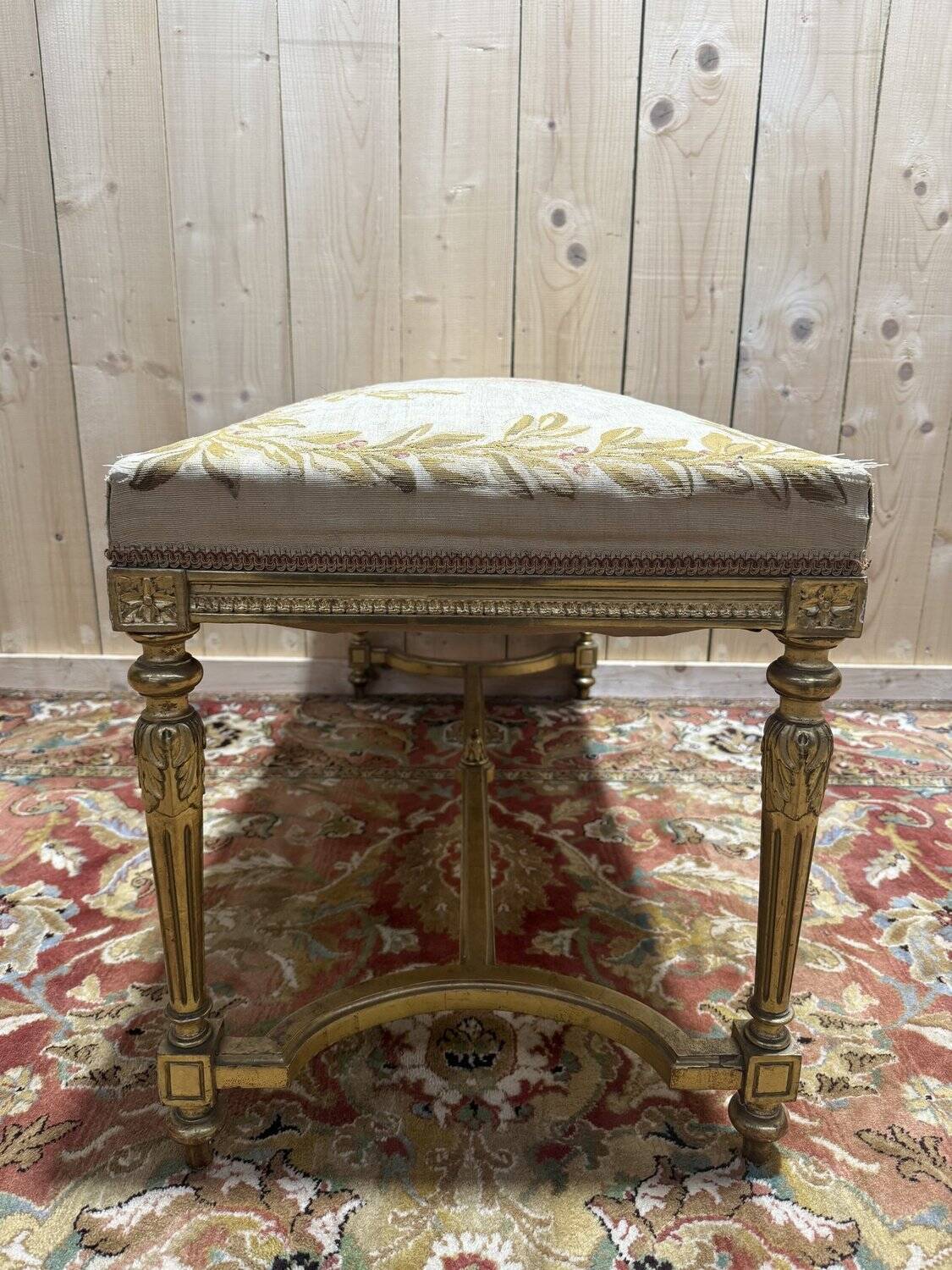 Bench - Louis XVI style office bench in gilded wood