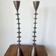 Vintage mid century brutalist hand forged brass candlesticks
