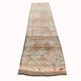 3x11 Brown & Orange Super Soft Vintage Runner Rug, 84x346Cm