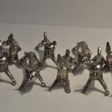 Silver metal knife holder set animals