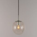 Small Limburg chrome pendant light with clear glass globe, Germany, 1970s.