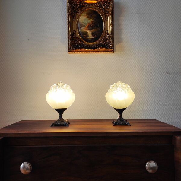 Paire de lampes ancienne globes bubble