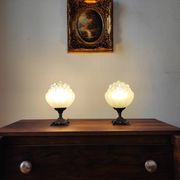 Pair of antique bubble globe lamps