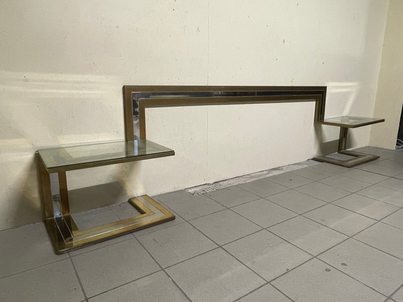 Headboard with bedside tables by Sandro Petti, 1970s.
