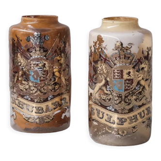 Pair of english glass apothecary pots