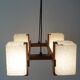 Scandinavian chandelier in perspex and teak from the 60s/70s.