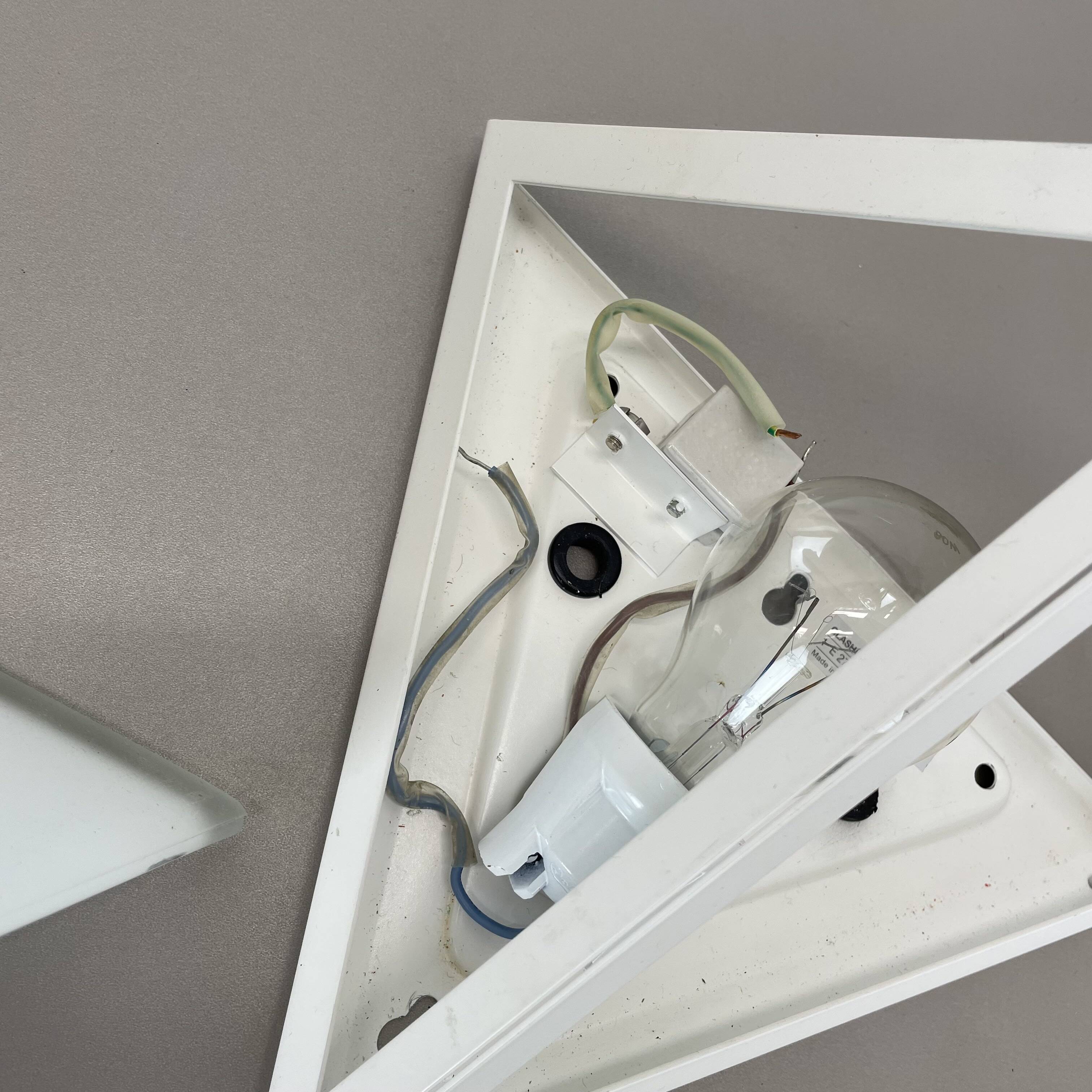 Original cubic satin white glass wall light by glashütte limburg, germany 1980s