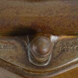 Lampe de bureau articulée antique Jugendstil des années 1920 en bronze avec abat-jour en verre