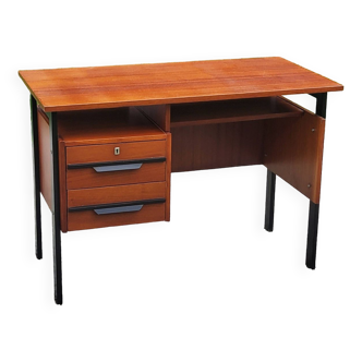 1960s mahogany desk 2 drawers blackened beech legs