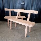 Old small farm bench in solid oak