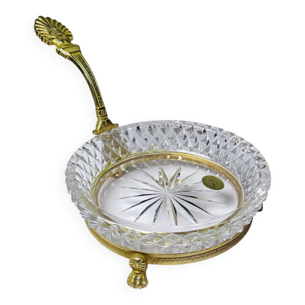 Vide-poche en cristal de Sèvres, création L.Seiler, monture dorée ancien