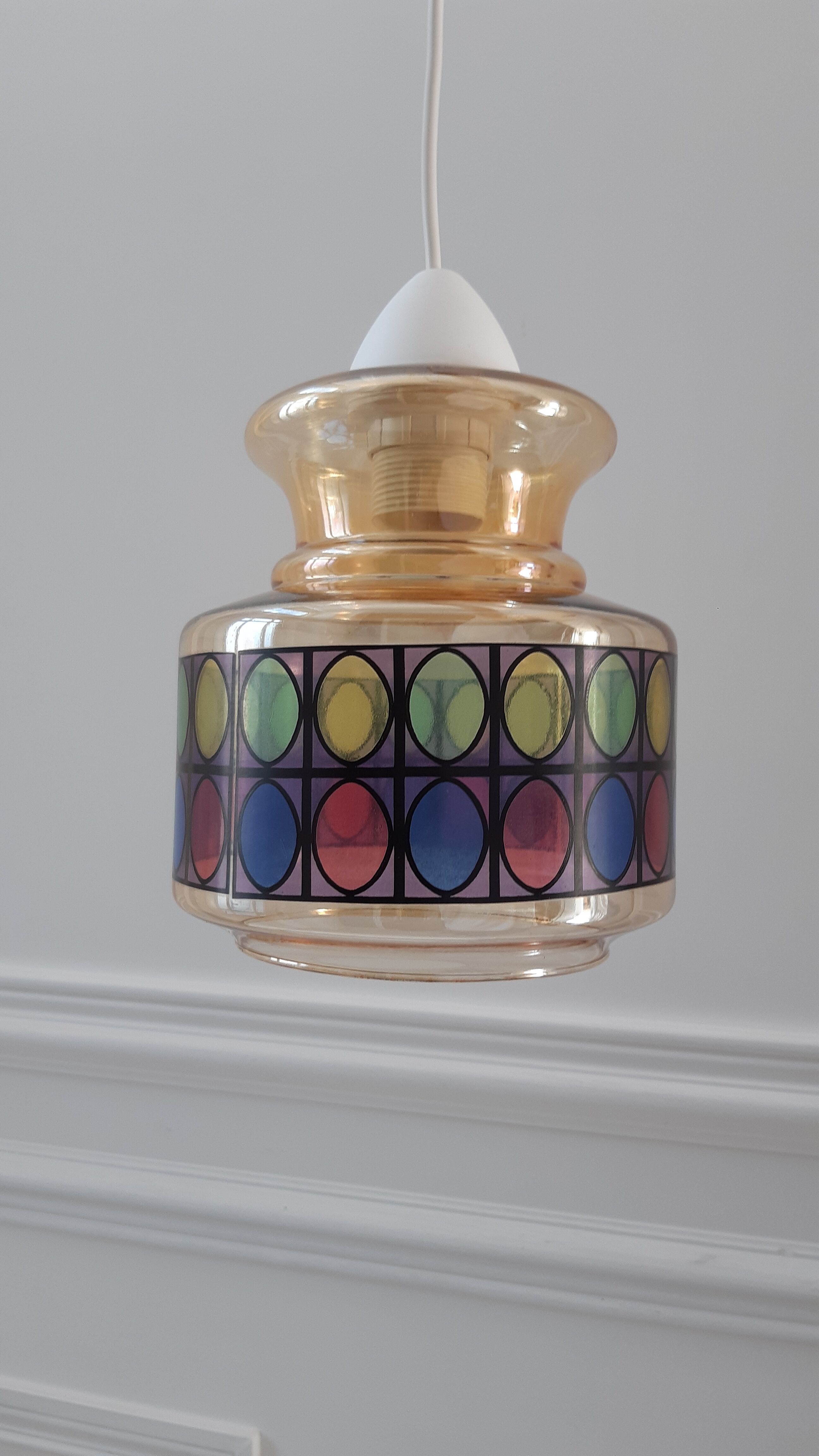 Colored glass pendant lamp 70s