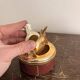 Mid-Century Modern Italian Silver Metal Leather Table Ashtray