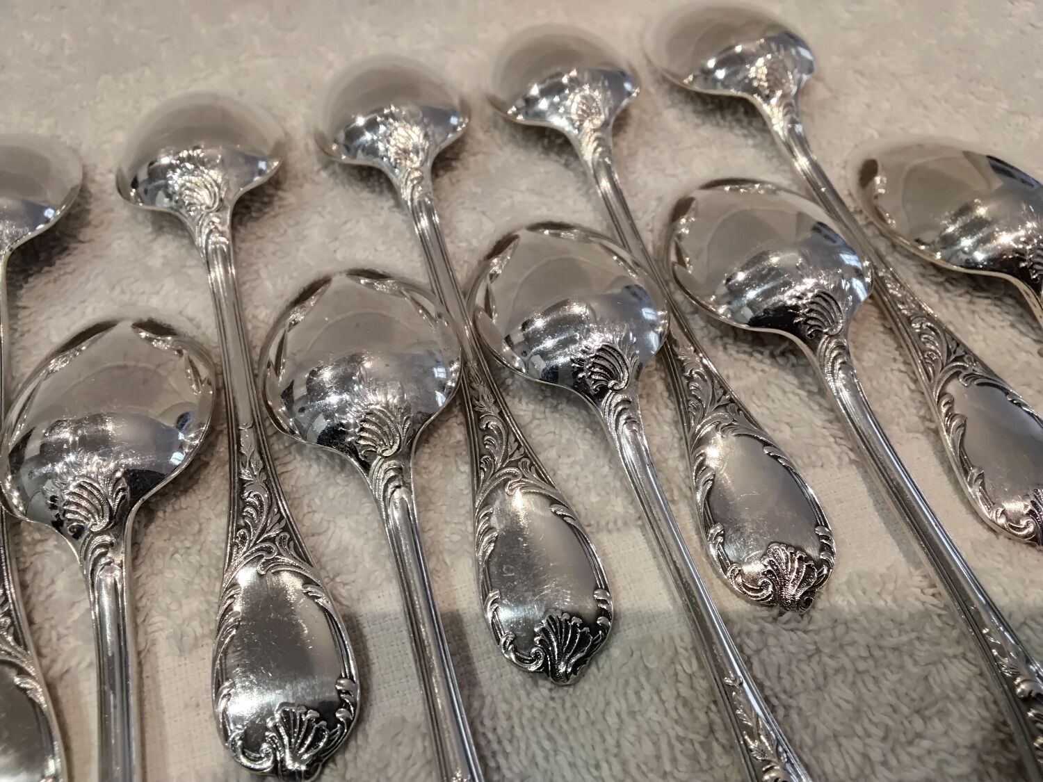 12 silver-plated coffee spoons by Christofle Marly, 13.6 cm