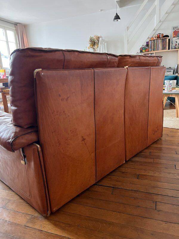 Brown leather sofa by Marco Milicich for Baxter Arcon, 1970s
