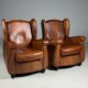 Set of 2 sheepskin club armchairs