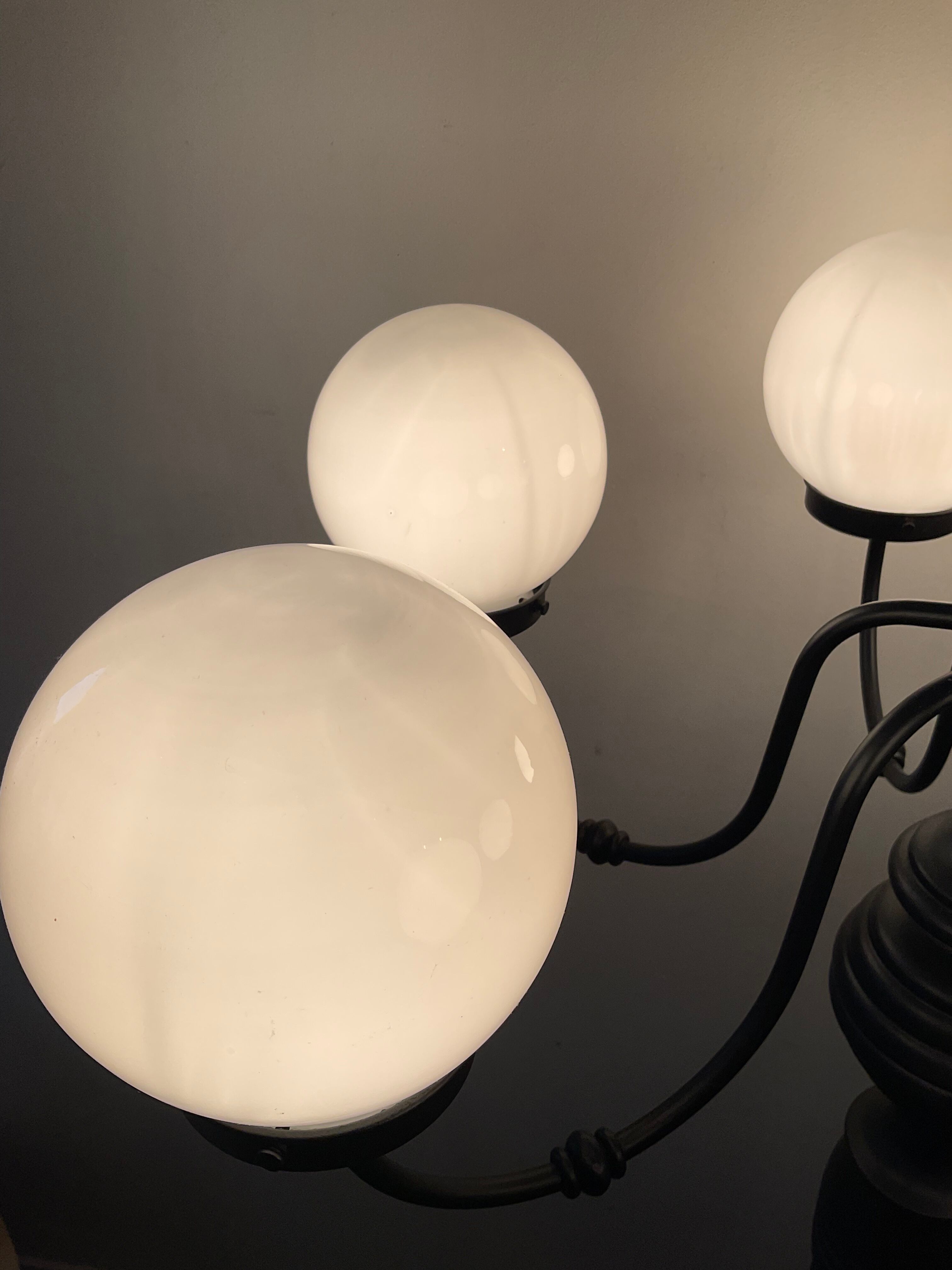 Vintage "Lamppost" in opaline and wood 6 fires