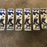 Set of 6 knife holders in asian porcelain