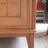 Vintage wooden wardrobe with sliding doors.