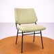 Chaise vintage années 50 en métal noir et tissu vert amande