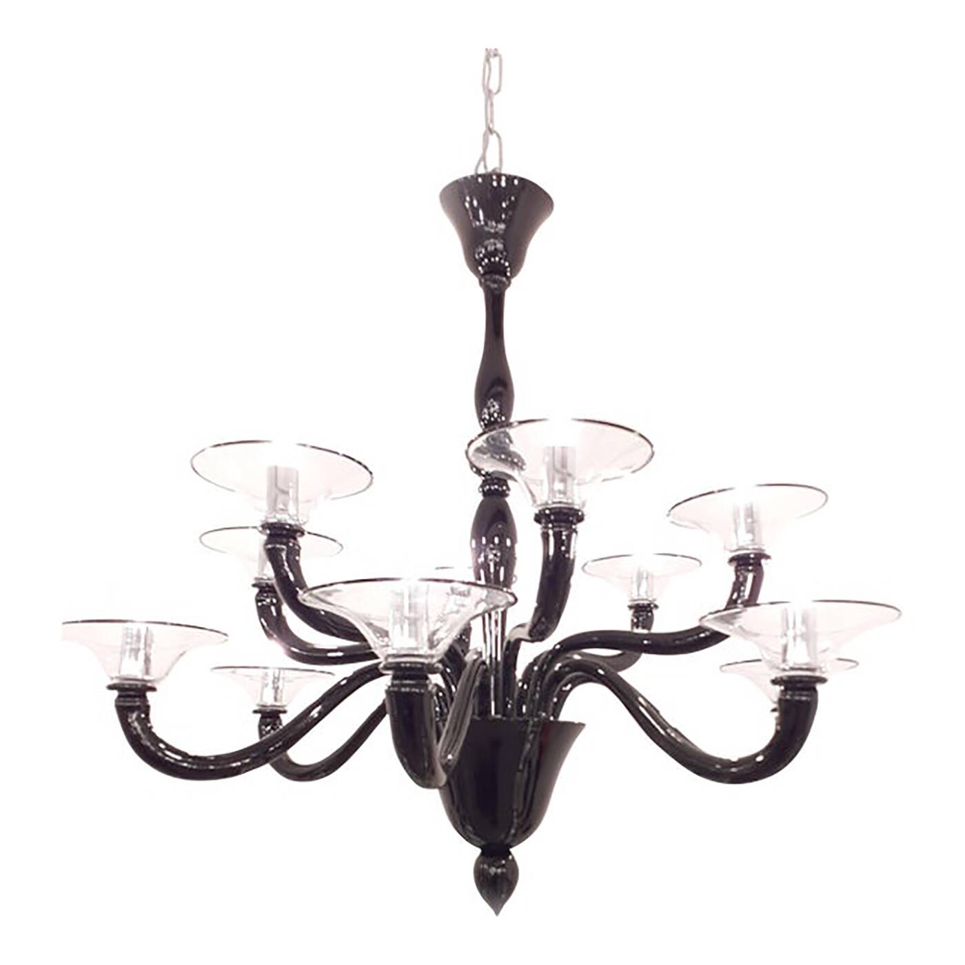 Italian Contemporary Black Glass Chandelier