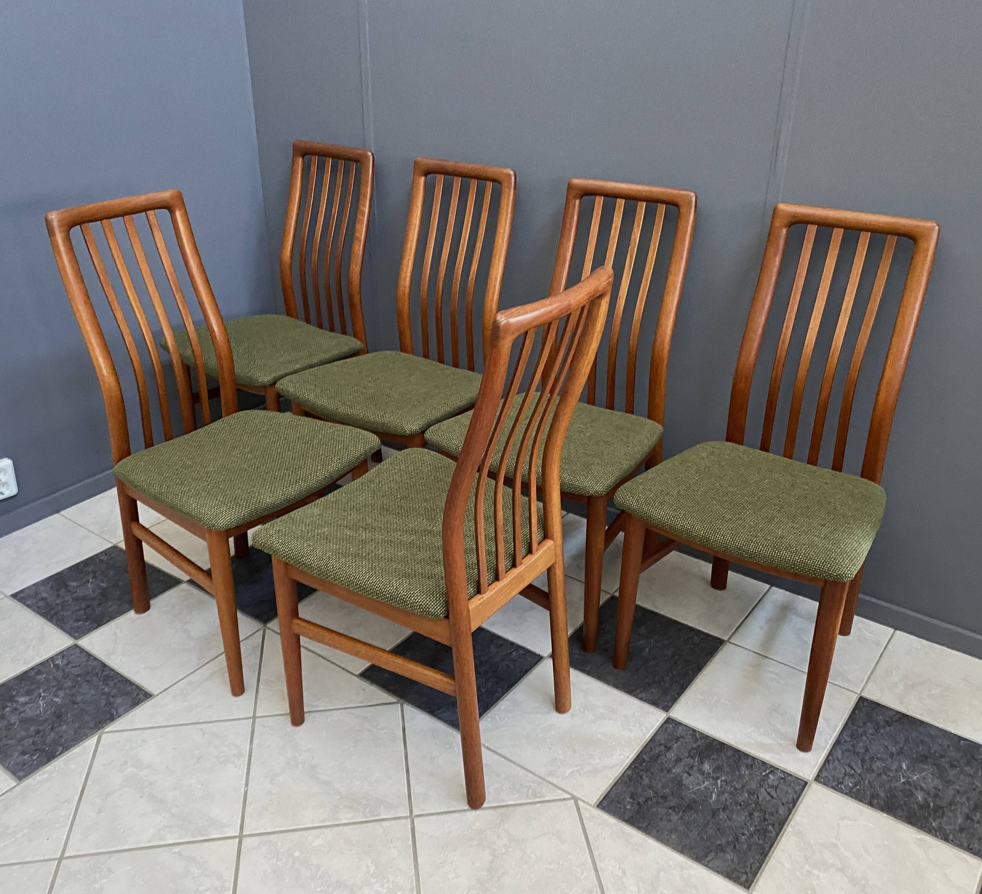 6 Teak dining chairs by Kai Kristiansen for Schou Andersen Denmark