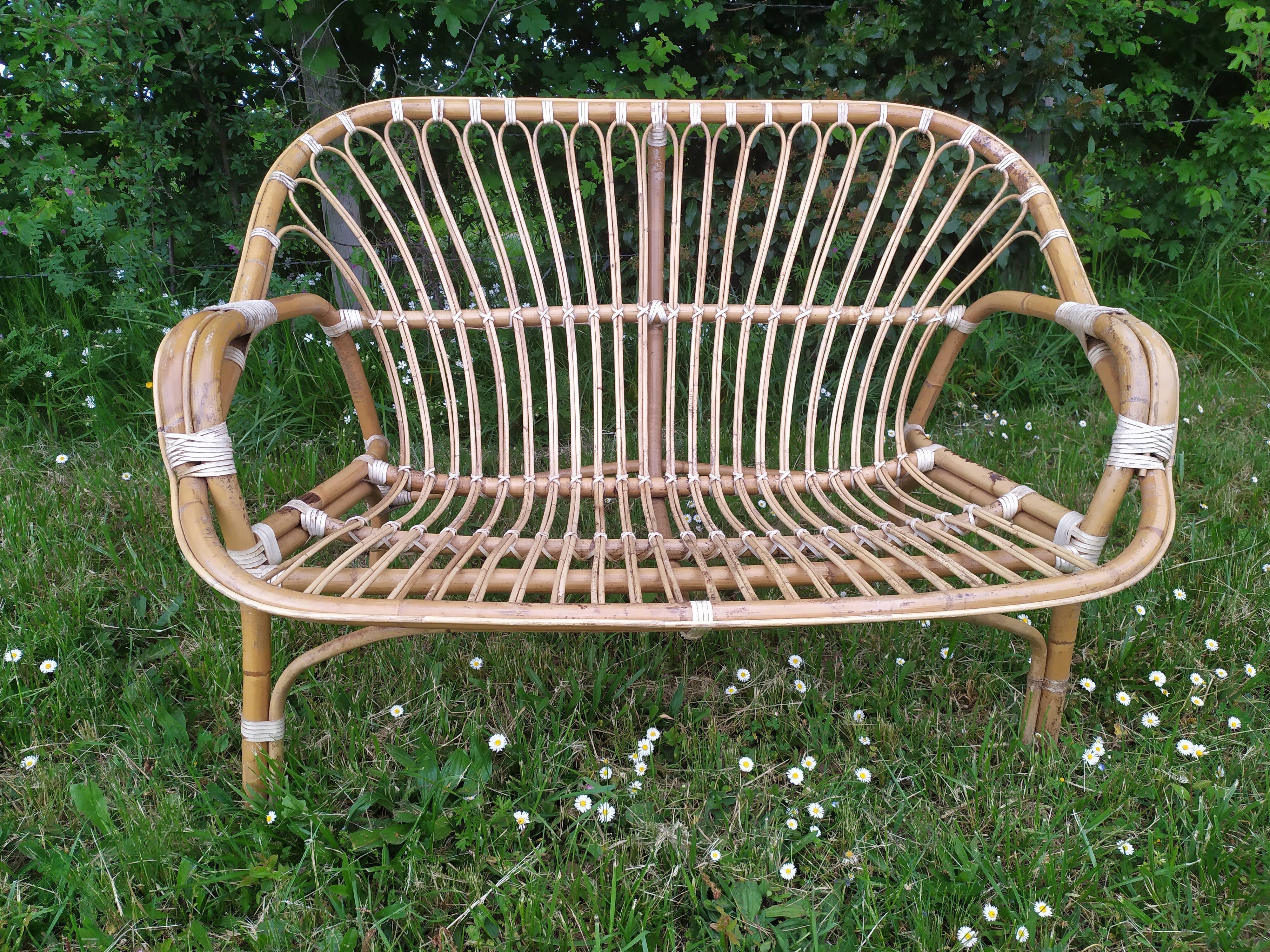 Rattan bench years 50/60