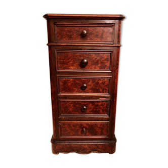 Louis Philippe bedside in walnut magnifying glass veneer